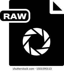 Black RAW file document. Download raw button icon isolated on white background. RAW file symbol.  Vector Illustration