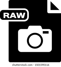 Black RAW file document. Download raw button icon isolated on white background. RAW file symbol.  Vector Illustration