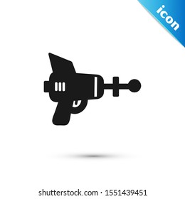 Black Ray gun icon isolated on white background. Laser weapon. Space blaster.  Vector Illustration