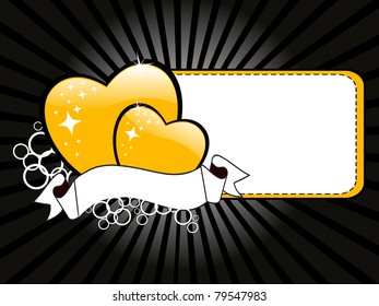schwarze Rochen, Hintergrund mit gelbem Herzen, Band