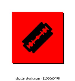 Black razor, red square sign, vector