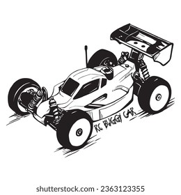 Black RC Buggy Remote Control Illustration Isolated on White Background