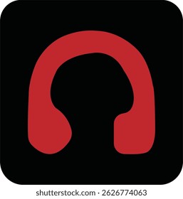 Diseño de icono de auriculares negro y rojo