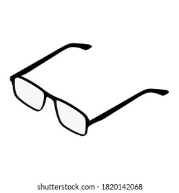 Schwarze Lesebrille einzeln auf weißem Hintergrund. Isometrische Sicht. Vektorgrafik