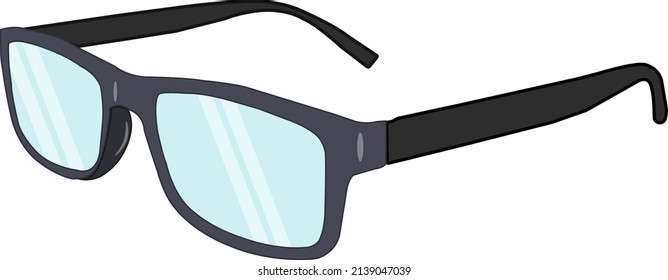 Black reading glasses, illustration, vector on a white background.