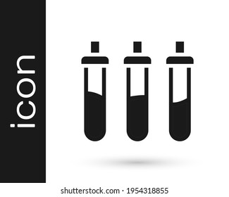 Black Reagent bottle for physics and chemistry icon isolated on white background.  Vector