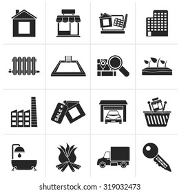 Black Real Estate and building icons - Vector Icon Set