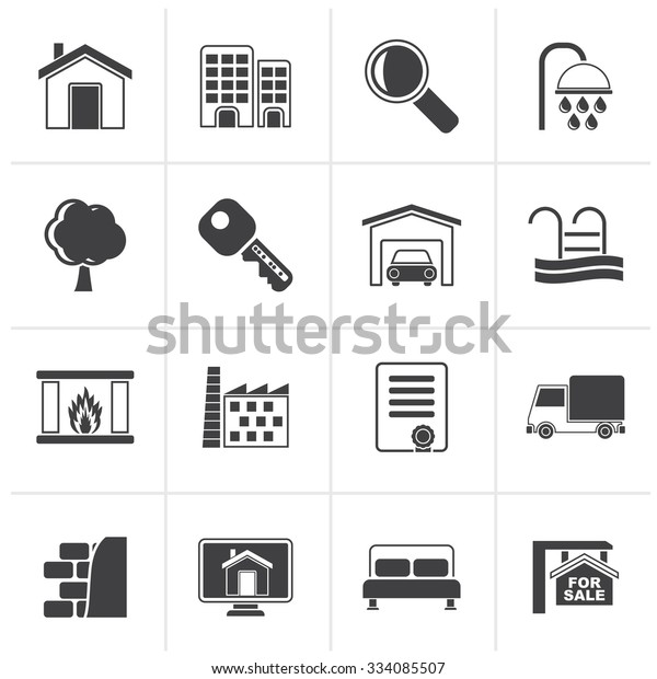 Black Real Estate\
Icons - Vector Icon Set