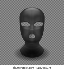 Black realistic balaclava on a transparent background.