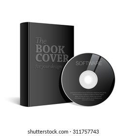 Black  Realistic Blank book cover vector illustration