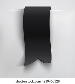 Black realistic curved paper banner. Ribbon. Vector illustration