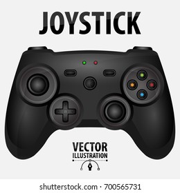 Black Realistic Game Joystick Isolated On White Background. Joystick Game Console Vector Illustration