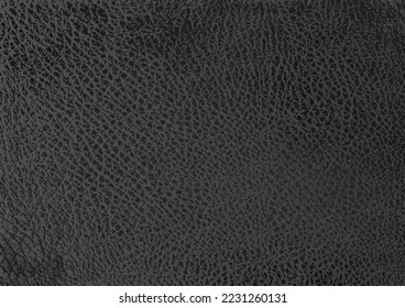 Black realistic leather texture. Natural hide surface vector illustration. Dark background.