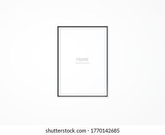 black realistic square empty picture frame on transparent background.