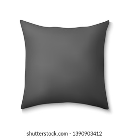 Black realistic square pillows. Template fluffy cushion