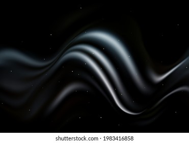 Fondo abstracto del material de seda de onda realista negro Material de seda de onda abstracto Fondo de flujo de onda