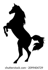 Black Rearing Horse Icon. For Logos, Covers, Splash Screens And Banners. Vector Illustration Isolated On White Background.