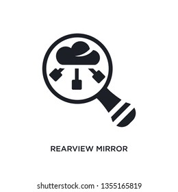 black rearview mirror isolated vector icon. simple element illustration from big data concept vector icons. rearview mirror editable black logo symbol design on white background. can be use for web
