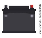 Black rechargeable car battery providing electrical current for starting and running a vehicle