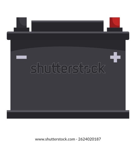 Black rechargeable car battery providing electrical current for starting and running a vehicle