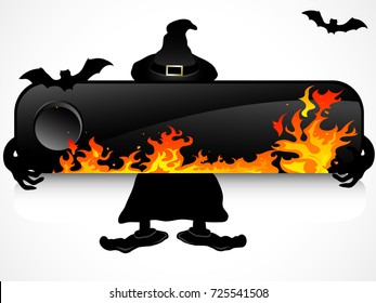 Black rectangle button with orange flames