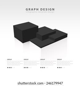 Black Rectangle and cube infographic template