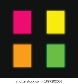 Black Rectangle four color glowing neon vector icon