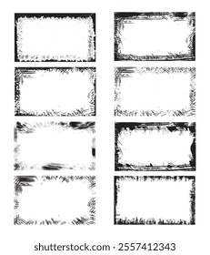 Black rectangle frames with a grunge effect set, background logo photocopy black frame frame background texture banner texture background framework