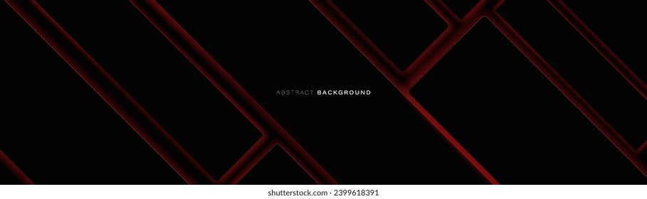 Rectángulo negro con fondo de neón rojo. Banner 3d minimalista de geometría limpia. Lujo en el fondo. Ilustración del vector