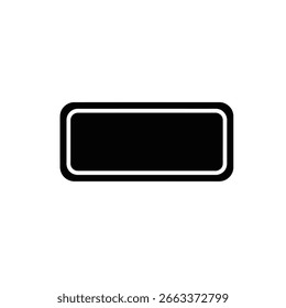 A black rectangle with rounded corners and a white outline on a white background.