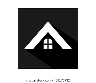black rectangle white roof residence residential home house housing image vector icon logo