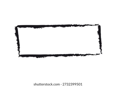 Quadro retangular preto com bordas de traçado de pincel e textura grunge