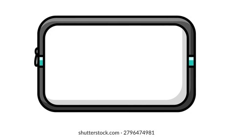 A black rectangular frame with glass