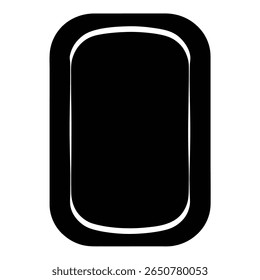 Black Rectangular Frame with Rounded Corners and White Border Shape