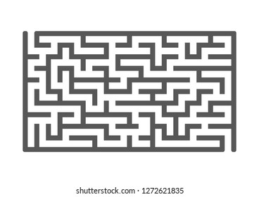 Black rectangular labyrinth. Game for kids. Puzzle for children. Maze conundrum. Flat vector illustration isolated on white background
