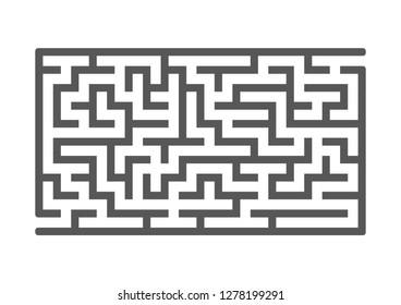 Black rectangular labyrinth. Game for kids. Puzzle for children. Maze conundrum. Flat vector illustration isolated on white background