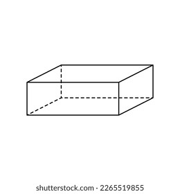 Black rectangular prism lines on a white background.