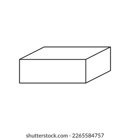 Black rectangular prism lines on a white background.