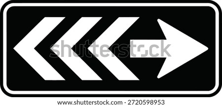 Black rectangular sign with white left and right arrows and diagonal lines