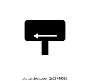 Black Rectangular Traffic Road Sign Board with Left Pointing Arrow 