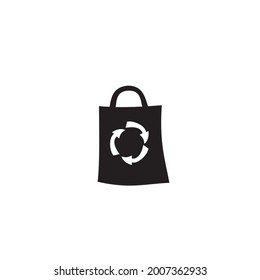 Black recycle bag flat design illustration