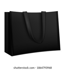 Black recycle bag identity mock-up items template transparent background. Textile tote bag for shopping mockup.