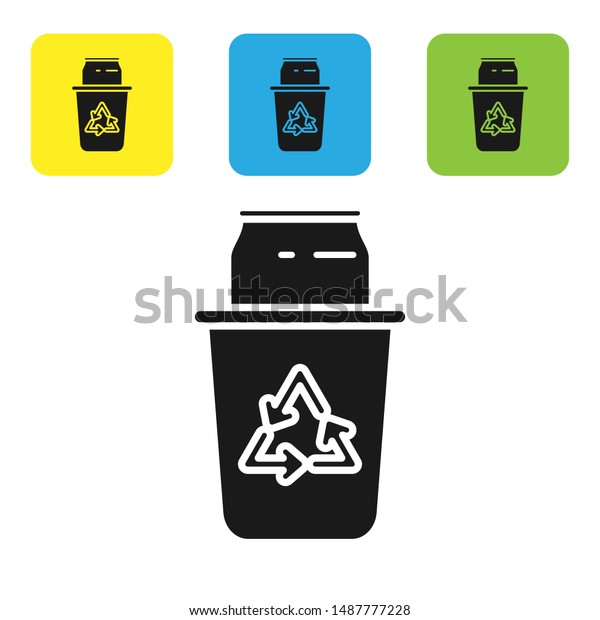 Black Recycle Bin Recycle Symbol Can Stock Vector Royalty Free 1487777228