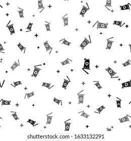 Black Recycle bin with recycle symbol icon isolated seamless pattern on white background. Trash can icon. Garbage bin sign. Recycle basket icon.  Vector Illustration