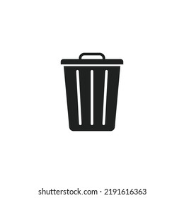 Black recycle bin trash bin on white background.
