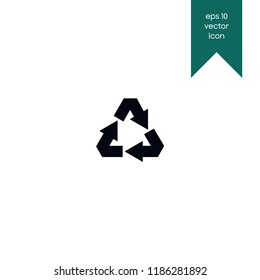 Black recycle icon on white background vector icon