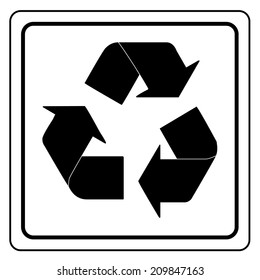 Black recycle sign isolated on white background