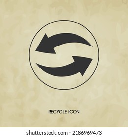 Black recycle sign. Two black arrows circulate. Re-create new materials. Vector illustration recycle symbol