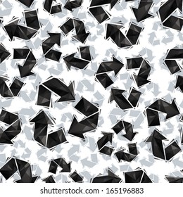 Las señales de reciclado en negro son un patrón sin fisuras, con un estilo geométrico contemporáneo que repite el fondo vectorial, lo mejor para su uso como fondo web y fondos de pantalla.