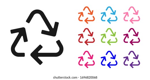 Black Recycle symbol icon isolated on white background. Circular arrow icon. Environment recyclable go green. Set icons colorful. Vector Illustration